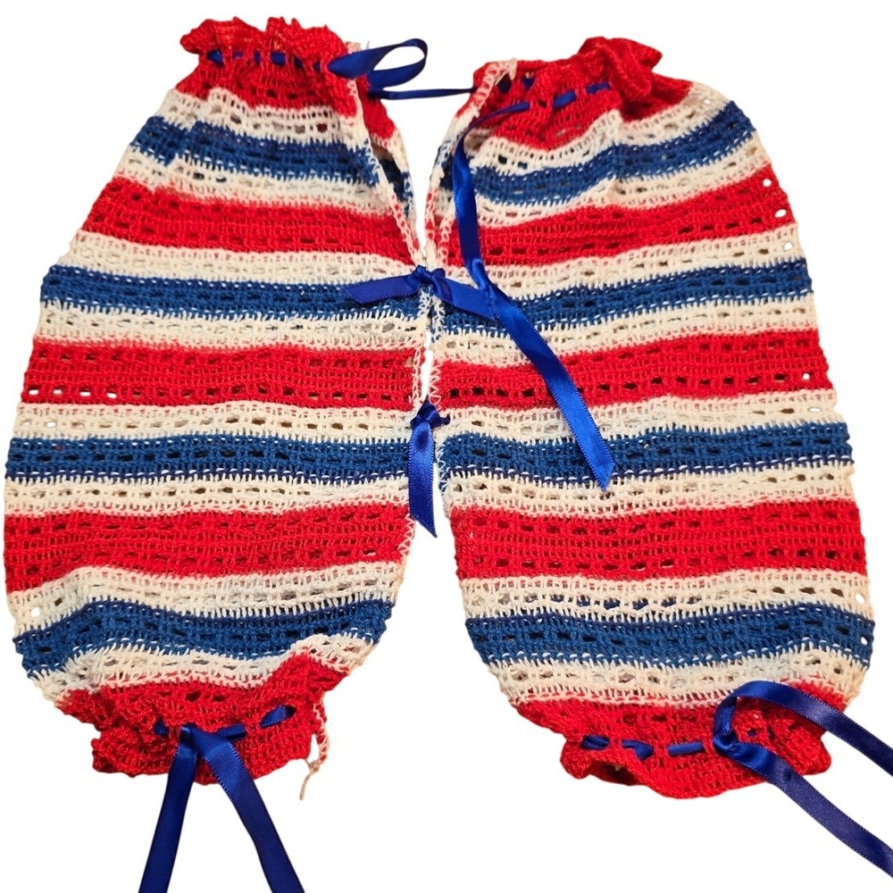 Doll pants Hand Crochet‎ Knitted Barbie BabyDoll RED WHITE BLUE USA
